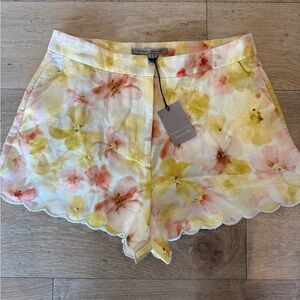 River Island Floral High Waist Women's Shorts - Pink and Yellow